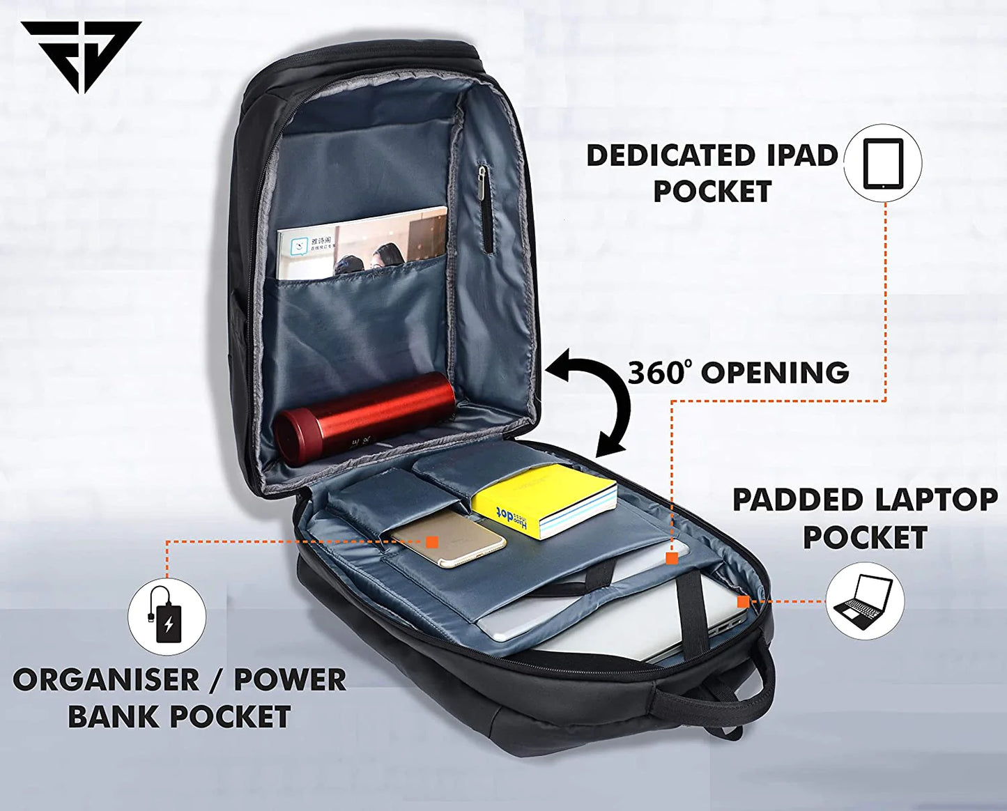Fur Jaden 30L Black Laptop Backpack