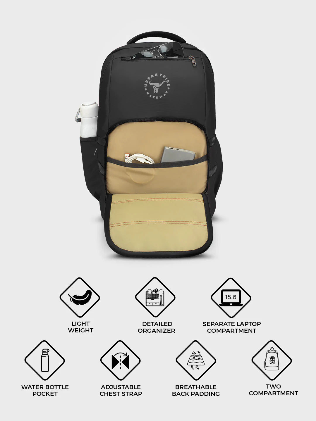 Urban Tribe Atlas Laptop Backpack 24 L Laptop Backpack Black - Price in  India | Flipkart.com