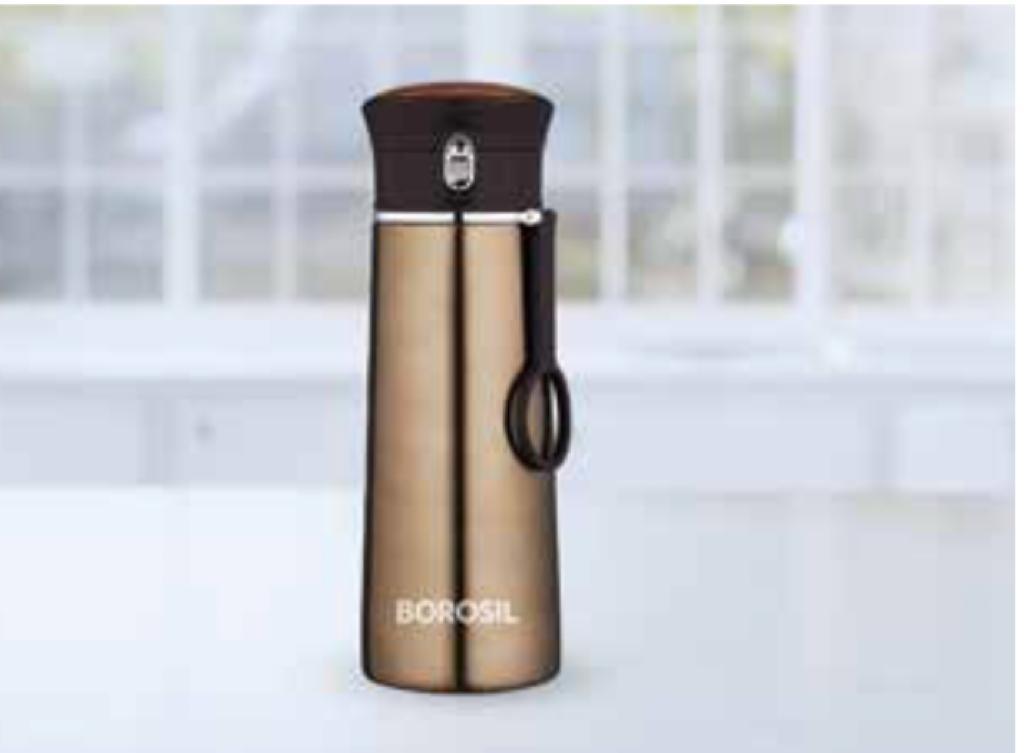 Borosil Travelease - 420 Brown Stainless Steel Bottle